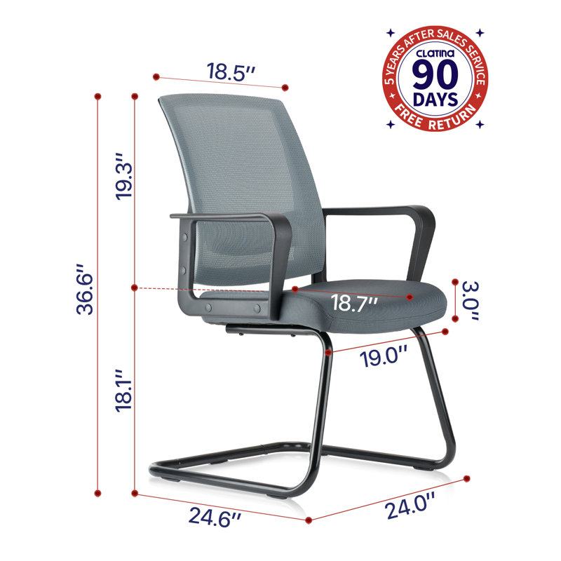 Clatina Office Guest Chair With Lumbar Support And Mid Back Mesh Space